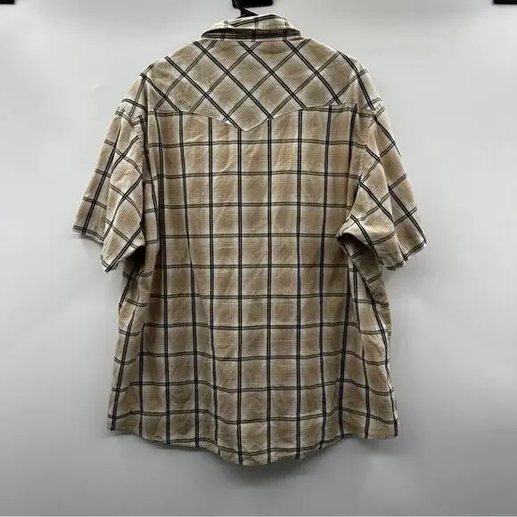 Vintage Wrangler‎ Plaid Pearl Snap Button Down Short Sleeve Western Shirt Sz 2XL